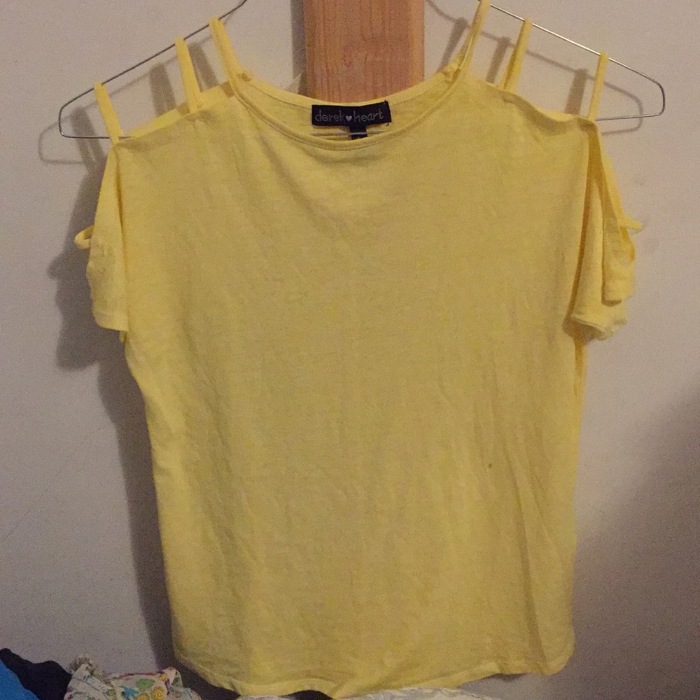 Yellow strappy shoulder shirt